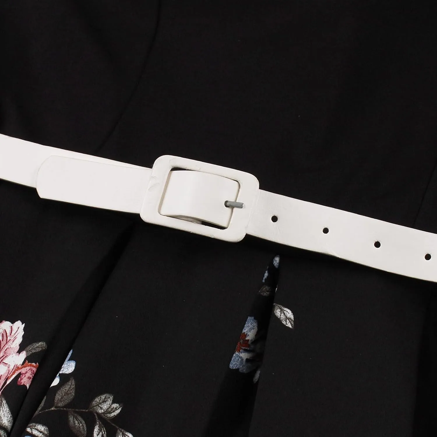 50s Style Dresses for Women Vintage Short Sleeve Tie Neck Swing Dress Midi Prom Dress with Belt