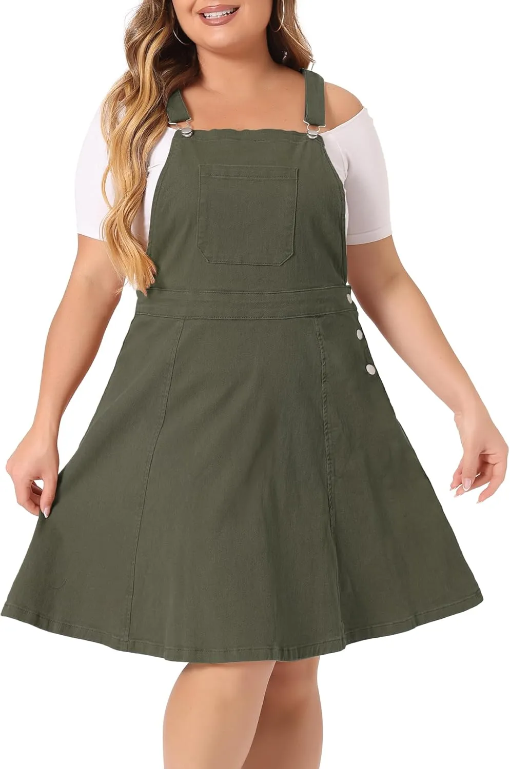 Agnes Orinda Plus Size Denim Overall Dress for Women Jeans Jumpers Adjustable Strap Suspender Skirts