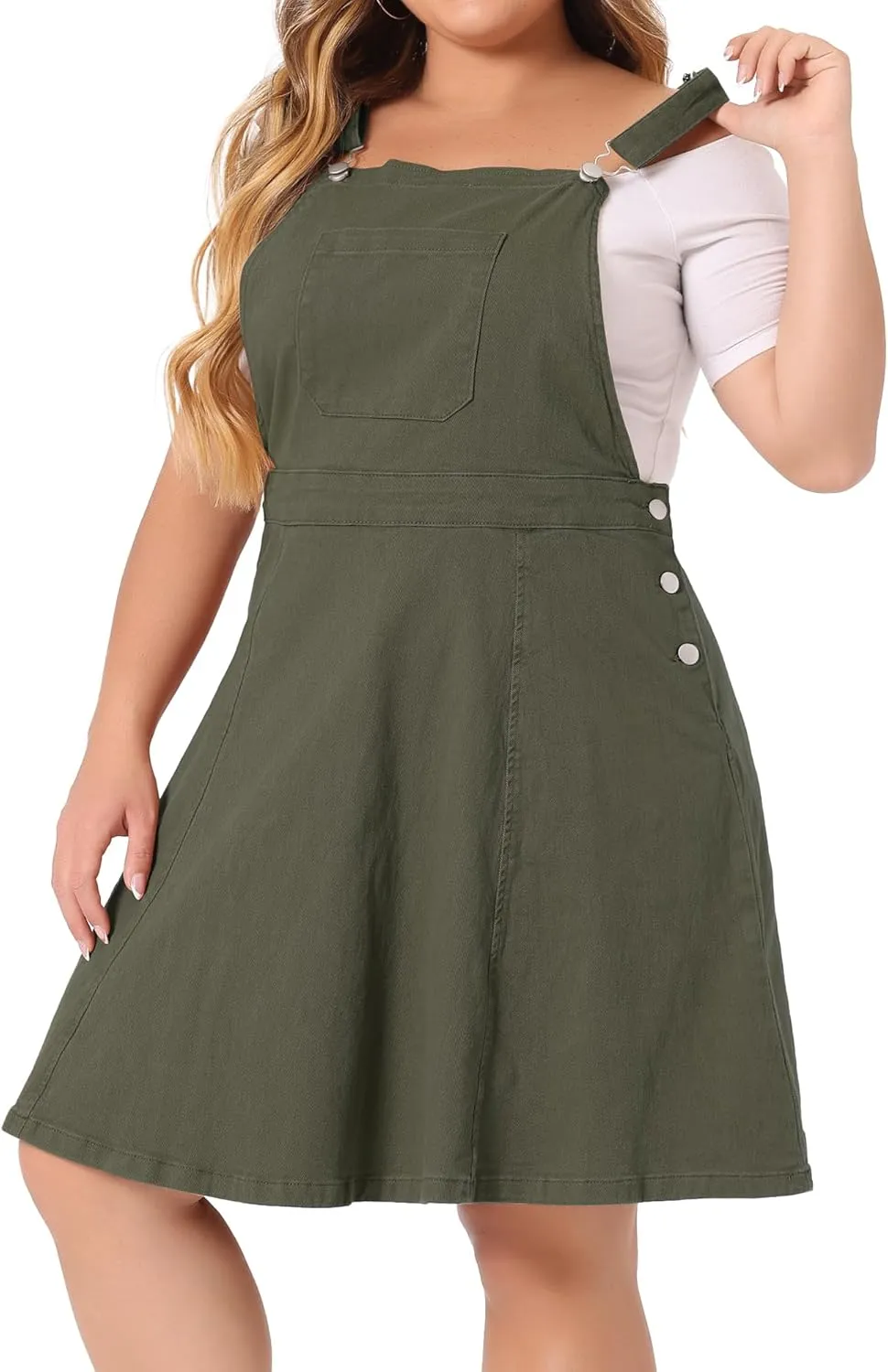 Agnes Orinda Plus Size Denim Overall Dress for Women Jeans Jumpers Adjustable Strap Suspender Skirts