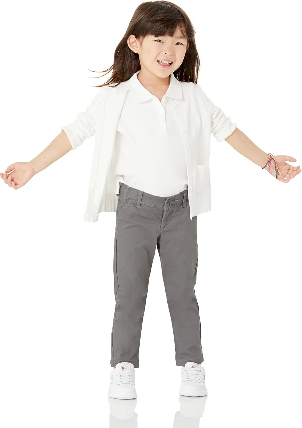 Amazon Essentials Girls and Toddlers' Short Sleeve Uniform Interlock Polo Shirt, Multipacks