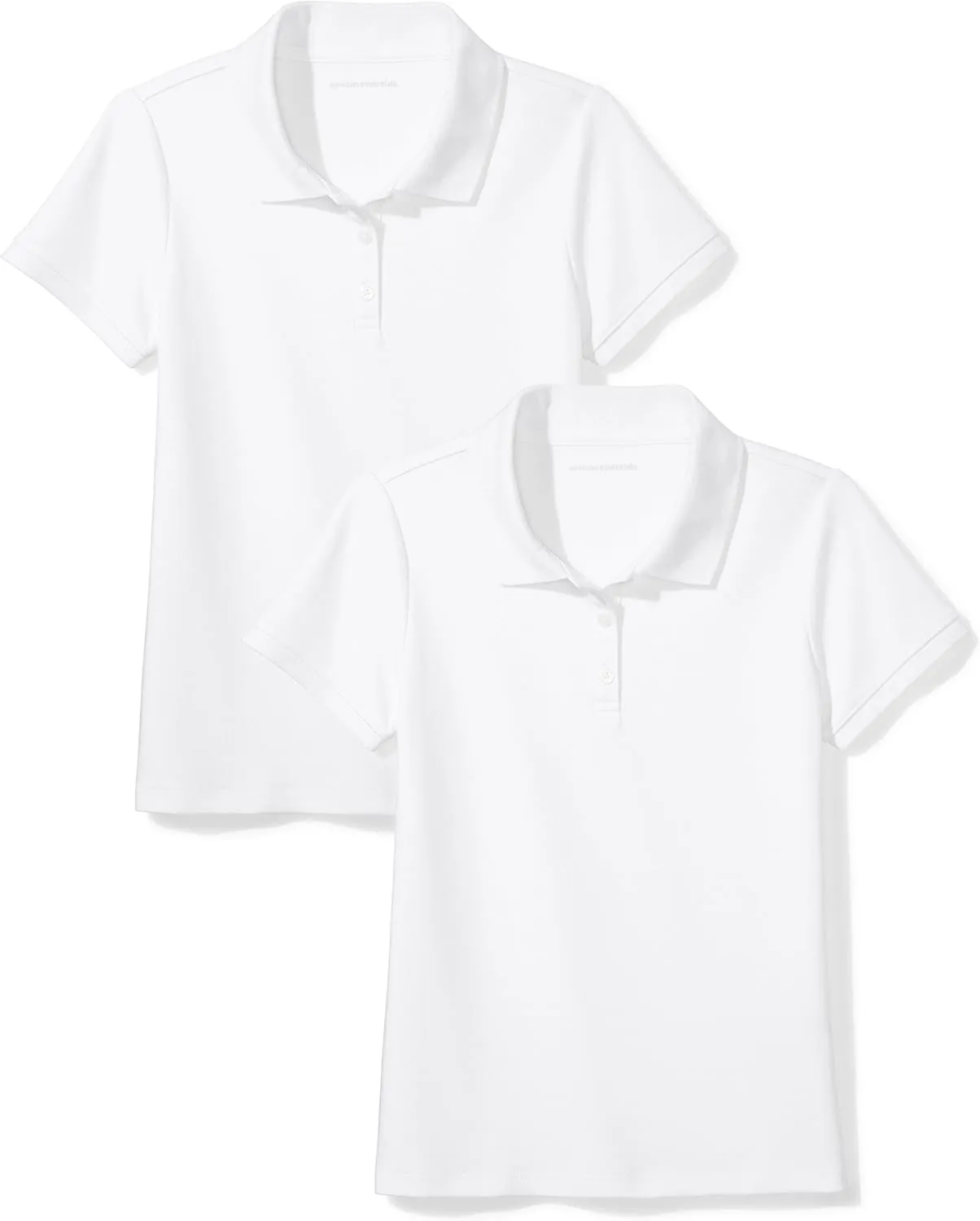 Amazon Essentials Girls and Toddlers' Short Sleeve Uniform Interlock Polo Shirt, Multipacks