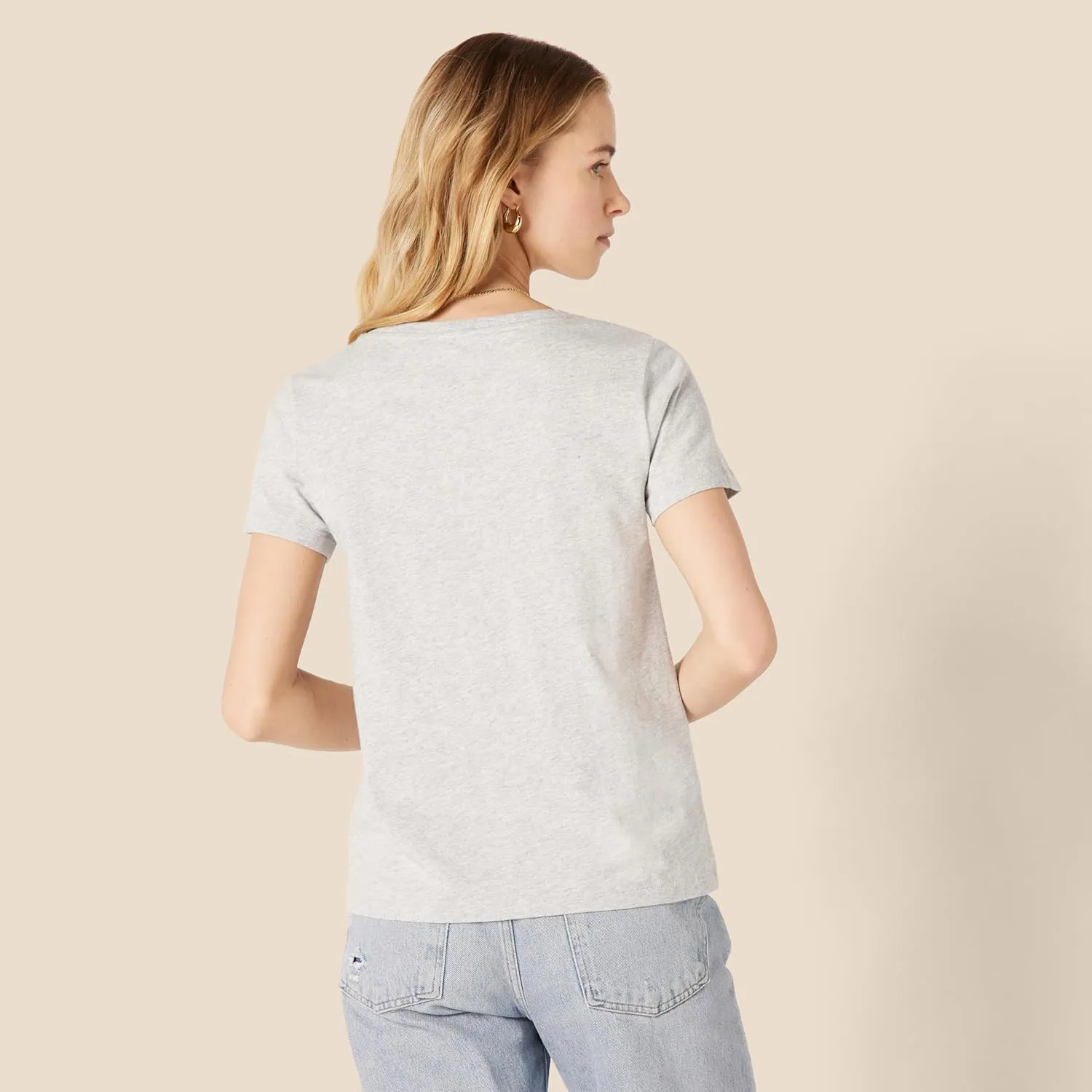 Amazon Essentials Women's Regular Fit 100% Cotton V-Neck Short Sleeve T-Shirt, Multipacks