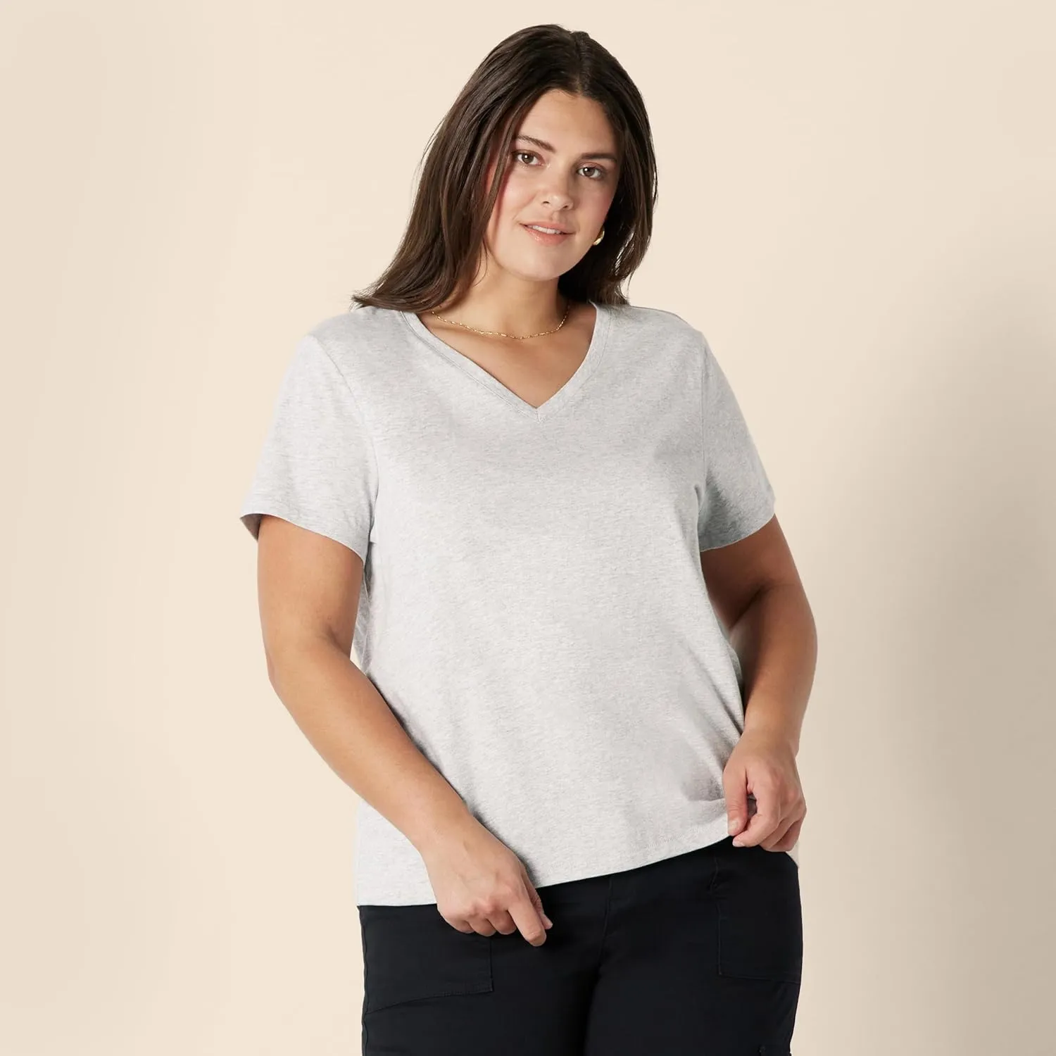 Amazon Essentials Women's Regular Fit 100% Cotton V-Neck Short Sleeve T-Shirt, Multipacks