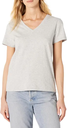 Amazon Essentials Women's Regular Fit 100% Cotton V-Neck Short Sleeve T-Shirt, Multipacks