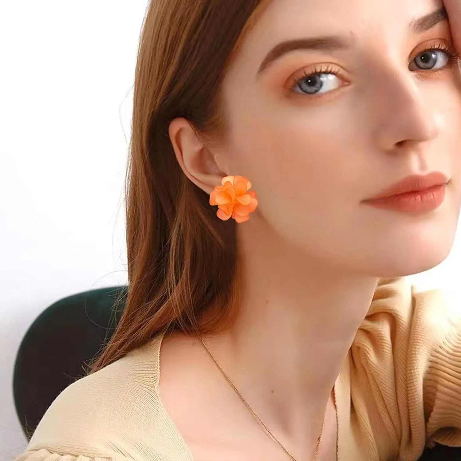 Anmpab Flower Cluster Earrings for Women Boho Statement Floral Bohemian Elegant Chic Dangle Unique Flower Earrings
