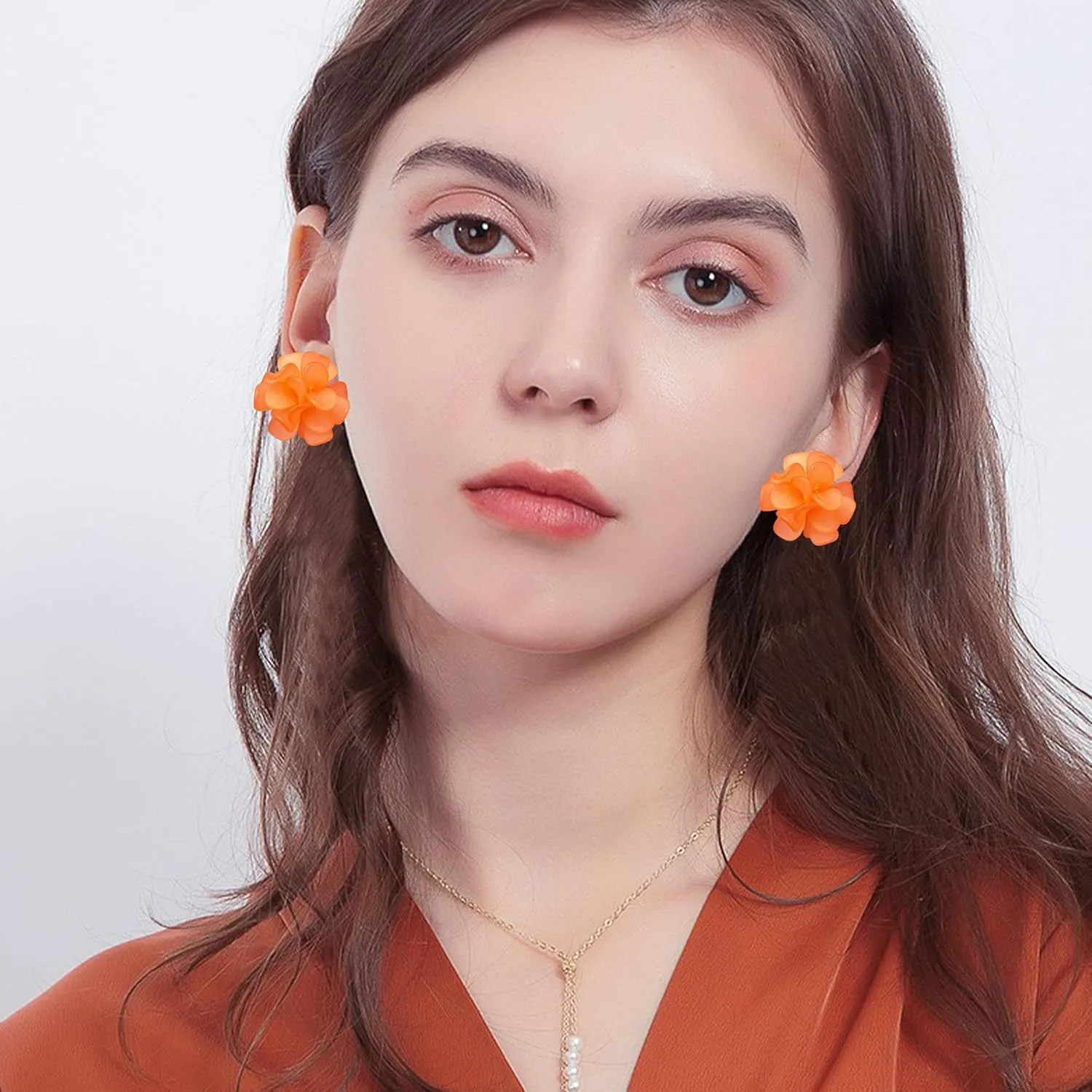 Anmpab Flower Cluster Earrings for Women Boho Statement Floral Bohemian Elegant Chic Dangle Unique Flower Earrings
