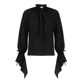 Button Down Raglan Long Sleeve Blouse
