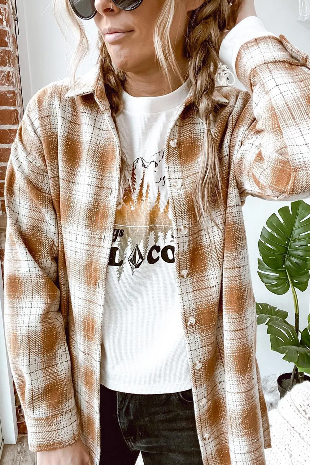 Button Down Tartan Shirt Womens