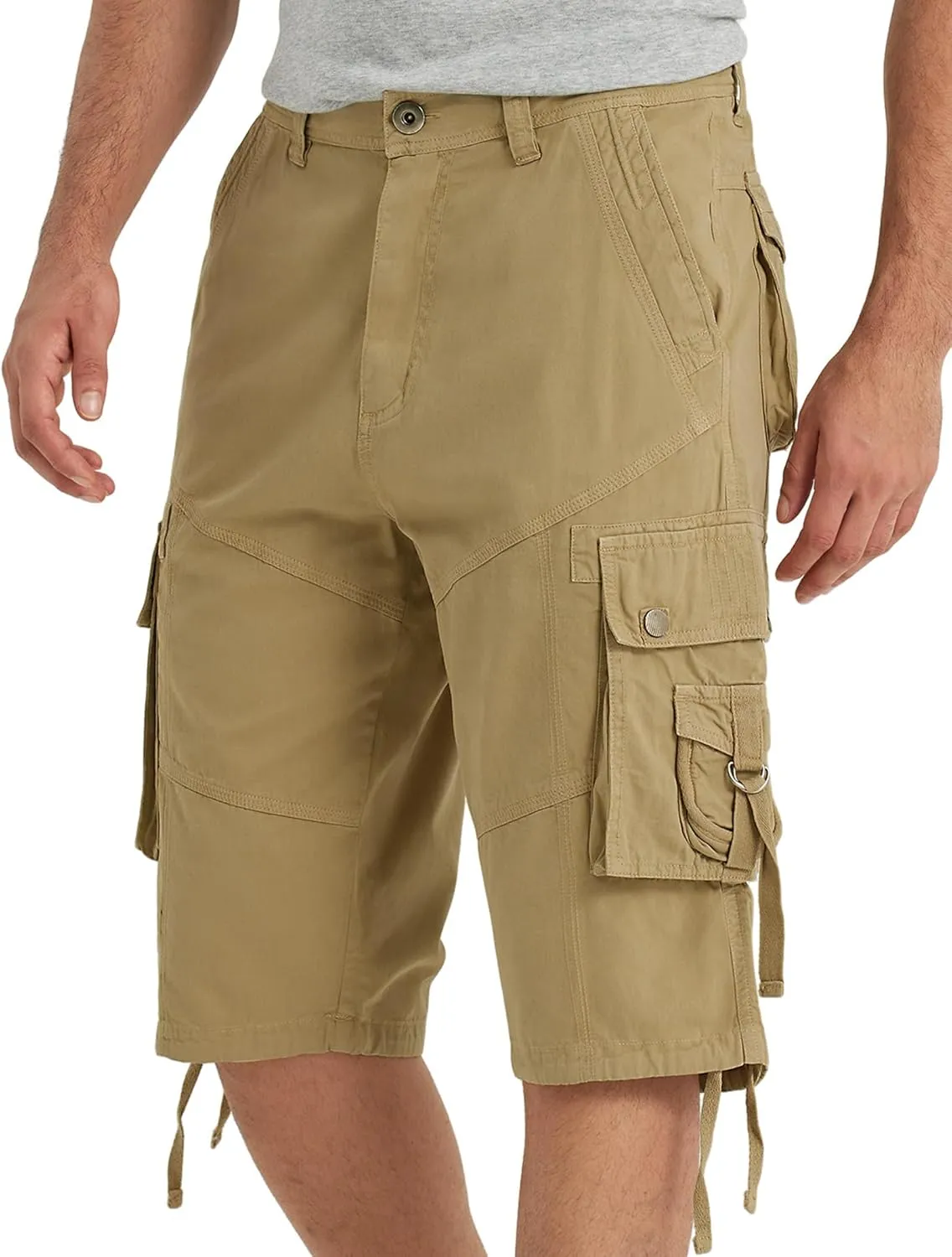 Cargo Shorts for Men Multi Pockets Mens Shorts Twill Below Knee 13 Inches Cotton Relaxed Fit Hiking Outdoor Work