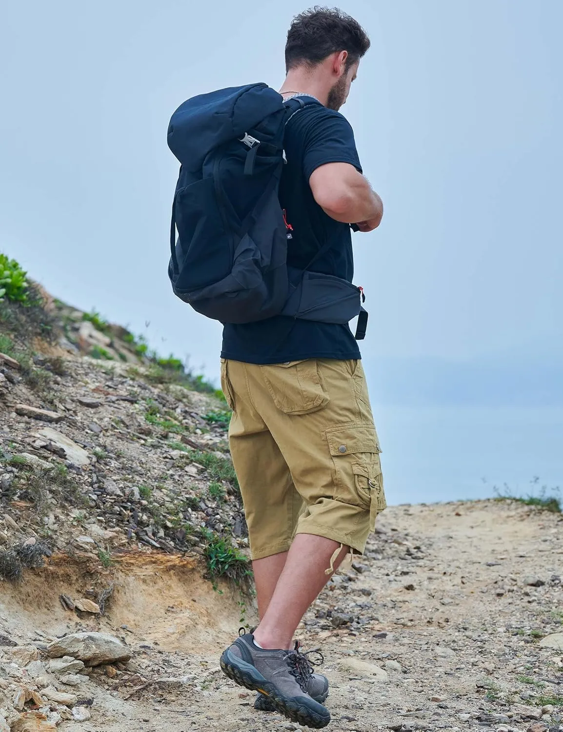 Cargo Shorts for Men Multi Pockets Mens Shorts Twill Below Knee 13 Inches Cotton Relaxed Fit Hiking Outdoor Work