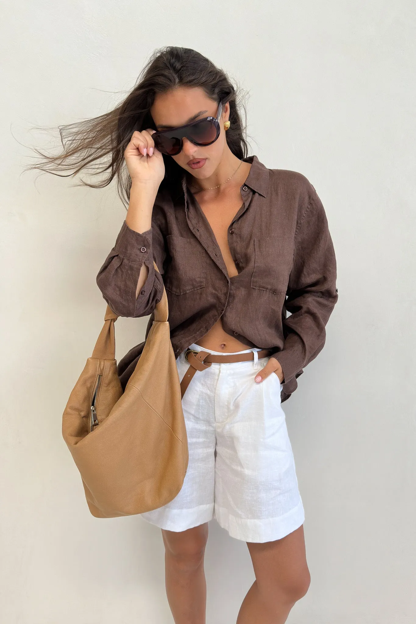 Chocolate Martini Boyfriend Linen Shirt - HUT Collective