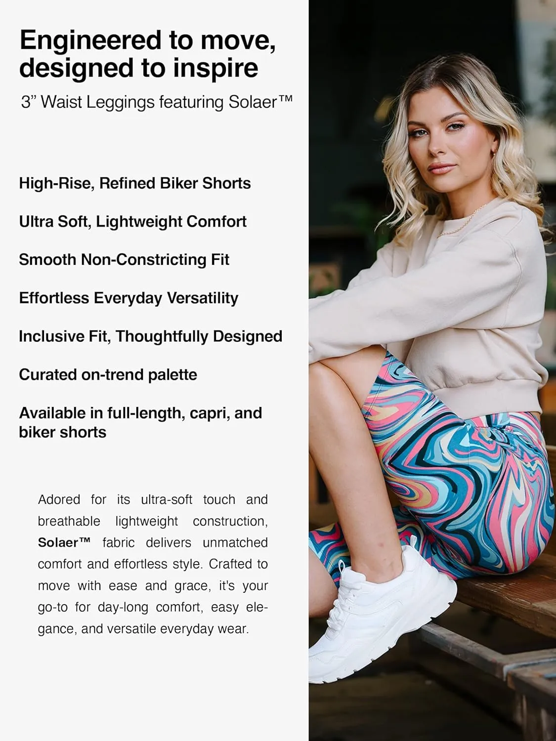 Conceited High Waisted Ultra Soft Leggings for Women - Capri Length and Biker Shorts - Available in Plus Size