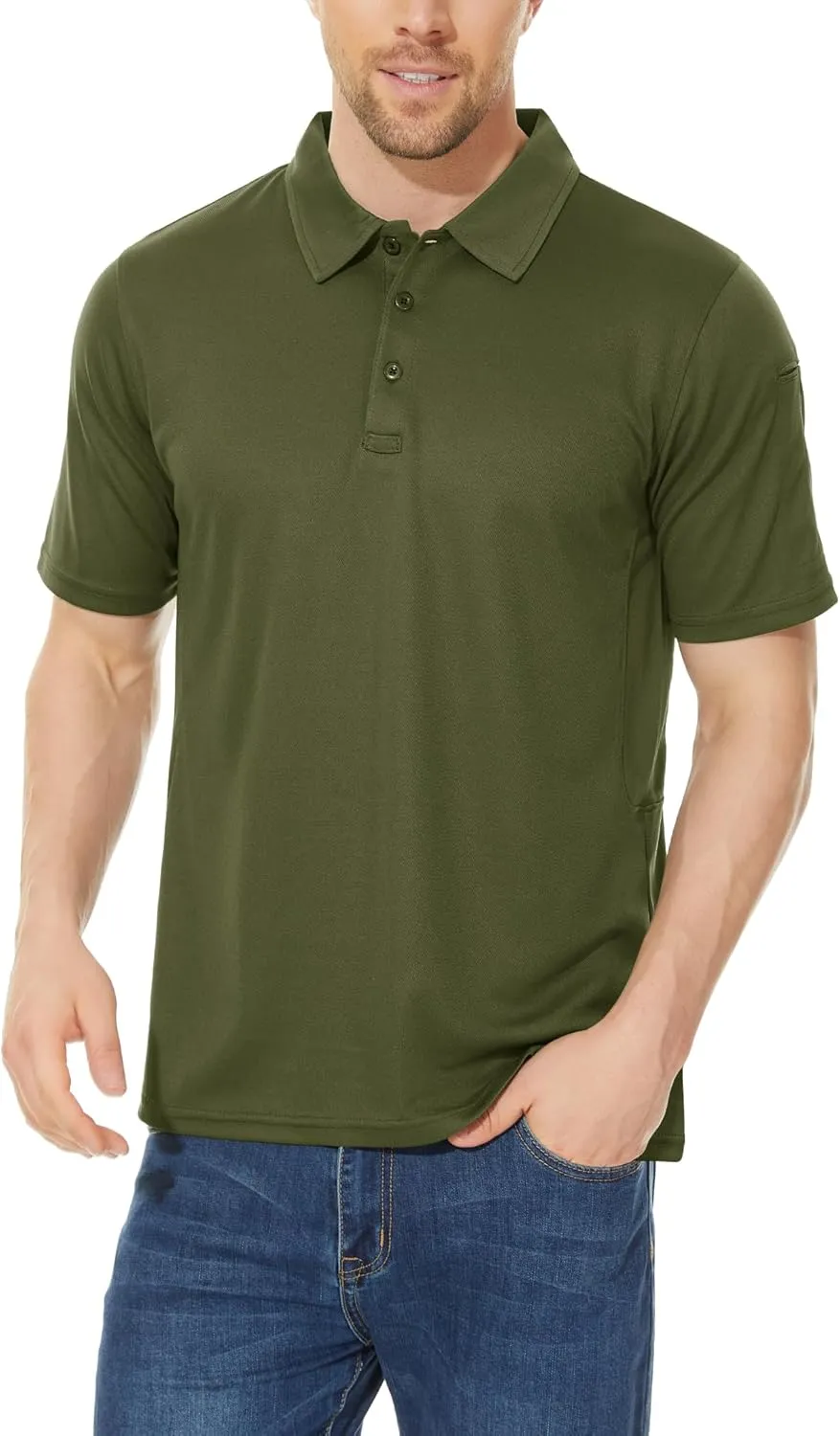 CRYSULLY Polo Shirts for Men Golf Shirt Short Sleeve Tactical Performance Polo T Shirts Dry Fit for Work, Fishing, Hiking