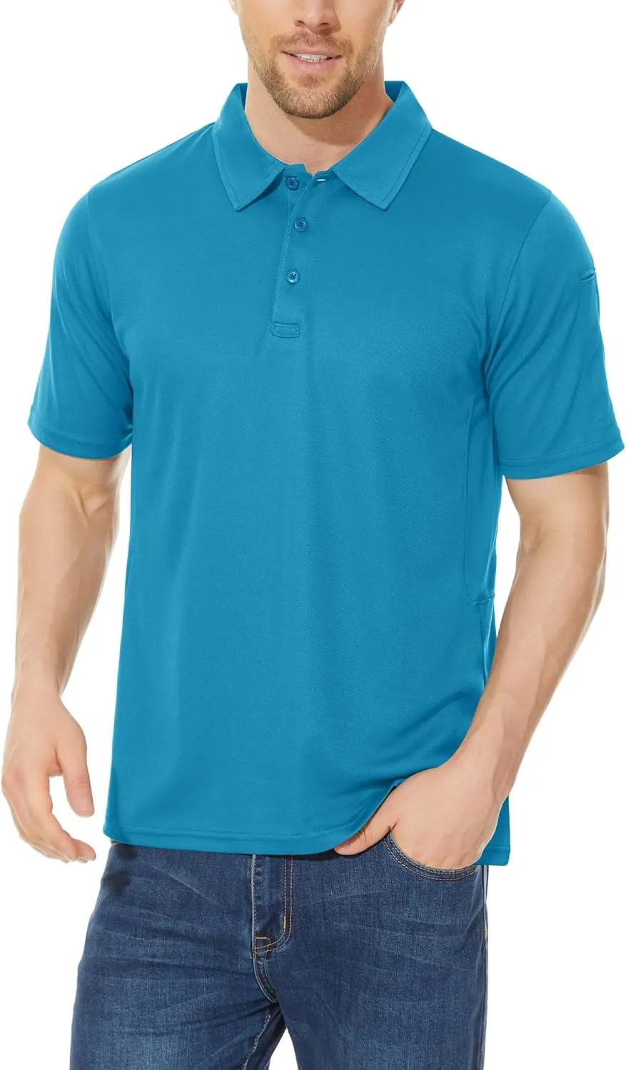 CRYSULLY Polo Shirts for Men Golf Shirt Short Sleeve Tactical Performance Polo T Shirts Dry Fit for Work, Fishing, Hiking