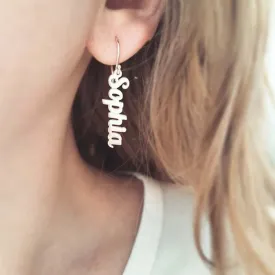 Custom Vertical Name Earrings for Women Stainless Steel