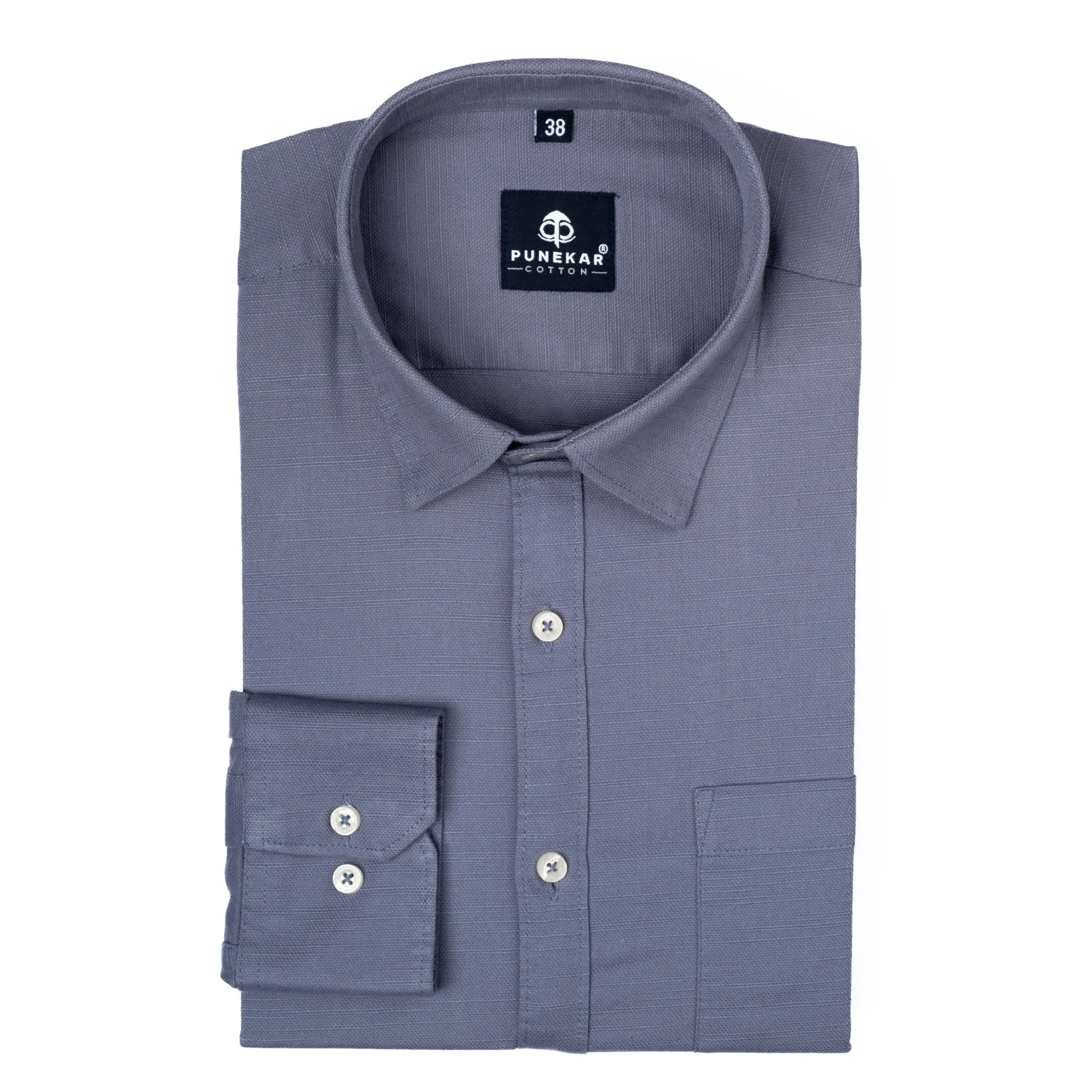 Dark Grey Color Cotton Linen Shirt For Men