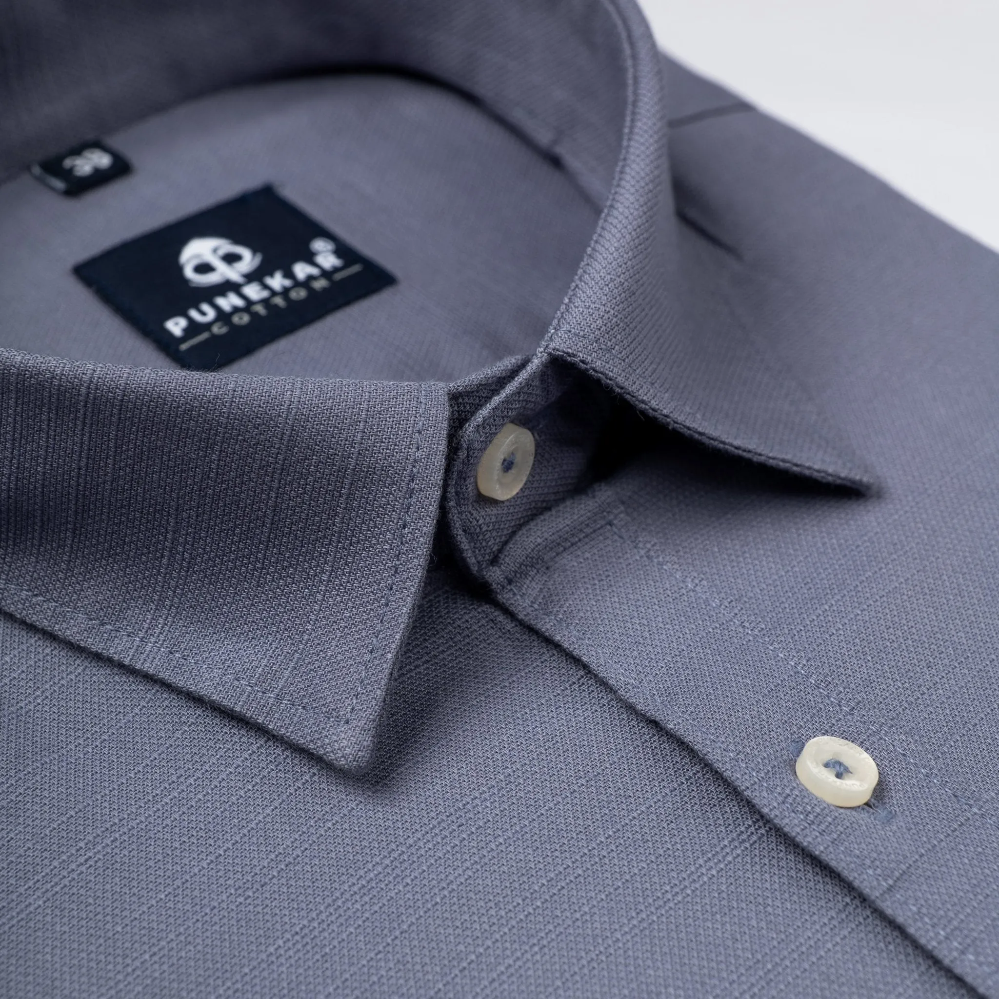 Dark Grey Color Cotton Linen Shirt For Men