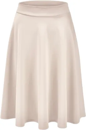 EIMIN Women's Basic Versatile Stretchy Flared Casual Midi Skater Skirt (S-3XL)