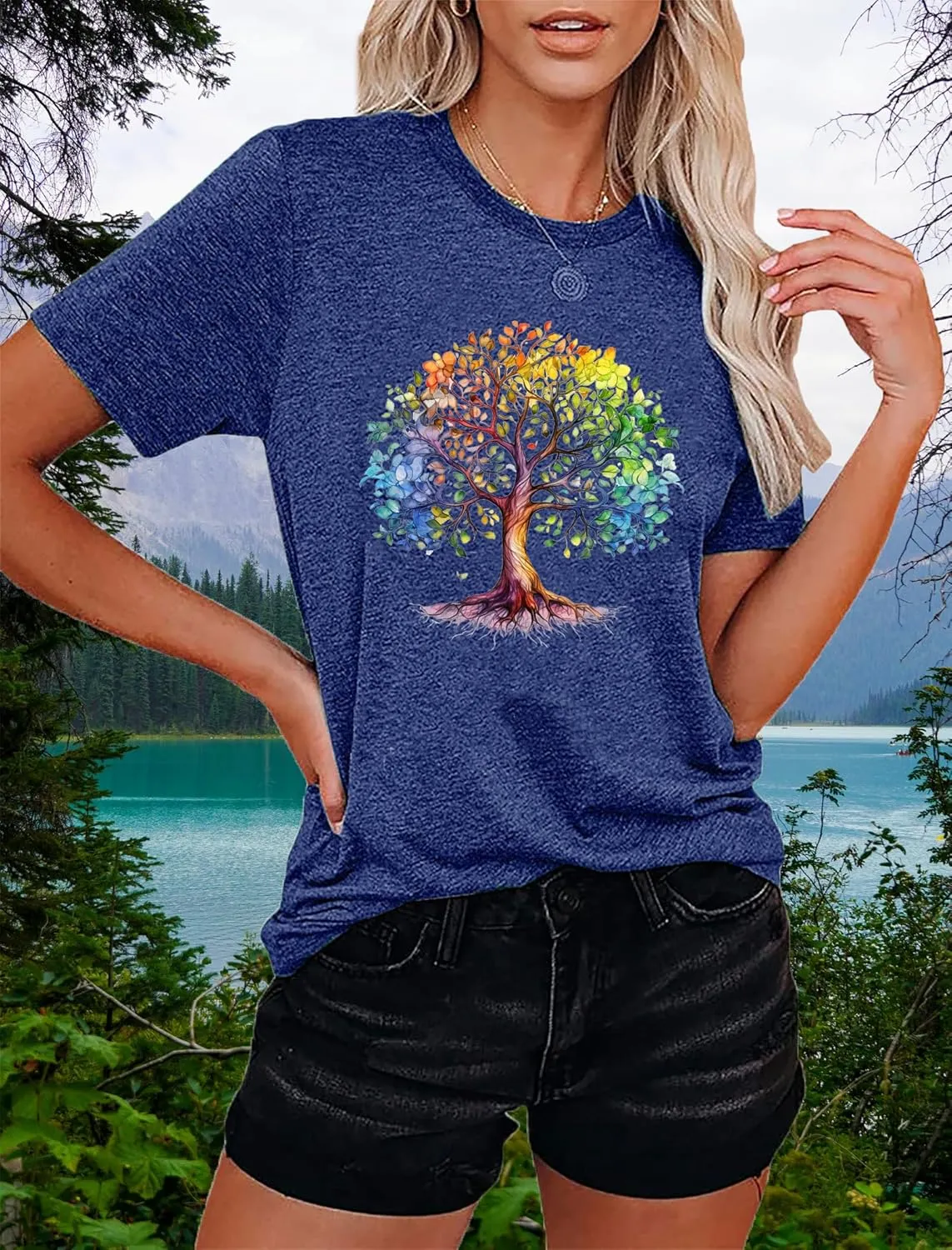 Funny Graphic Women Skinny Pine Tree Shirt Summer Hiking Camping Athletic Tees Nature Casual Comfy Clothes