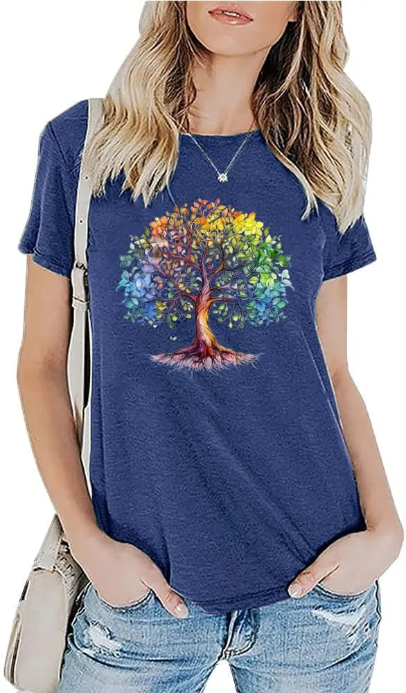 Funny Graphic Women Skinny Pine Tree Shirt Summer Hiking Camping Athletic Tees Nature Casual Comfy Clothes