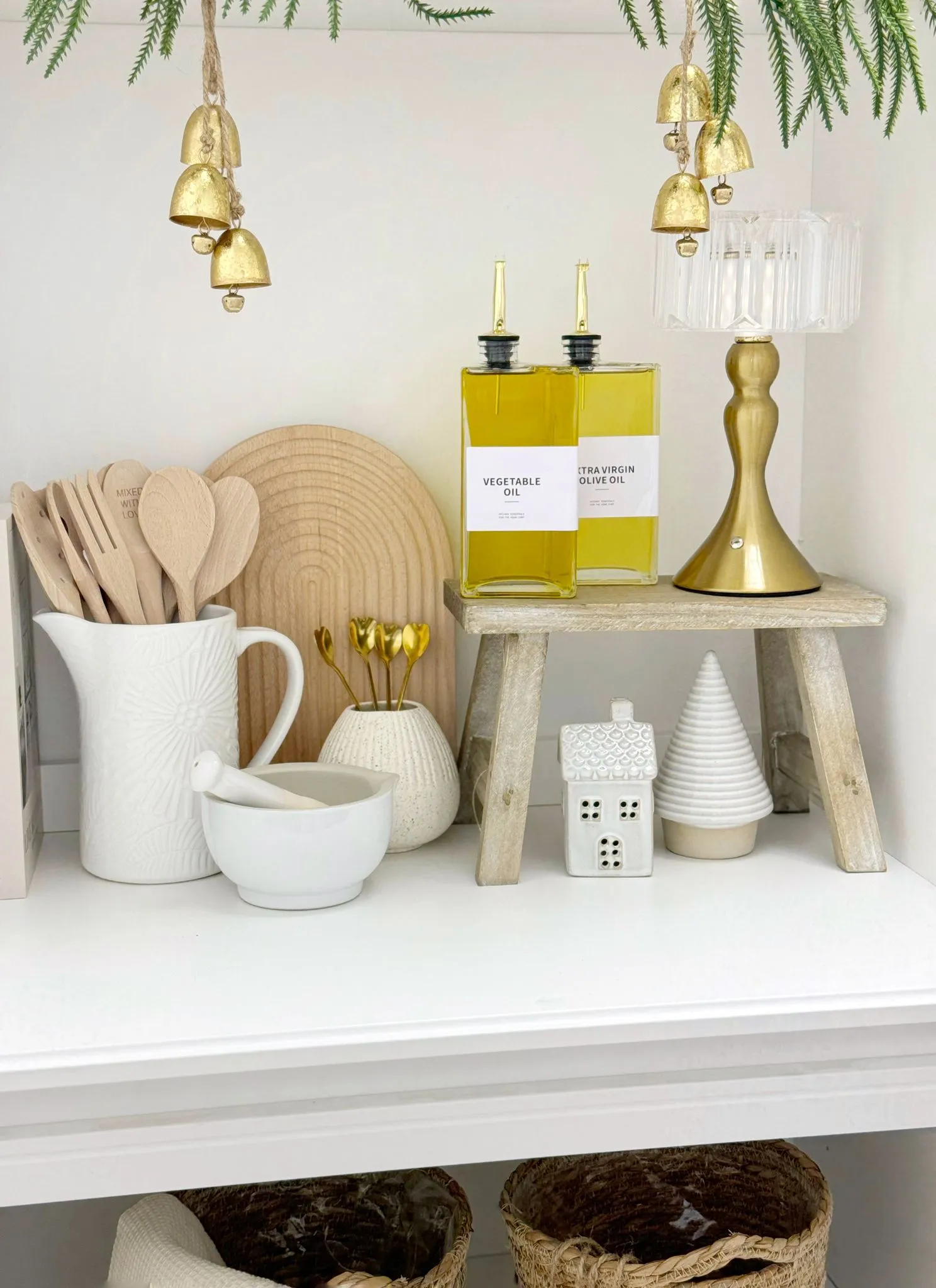 Gold Glass Oil Pourer Bottles and Label Set