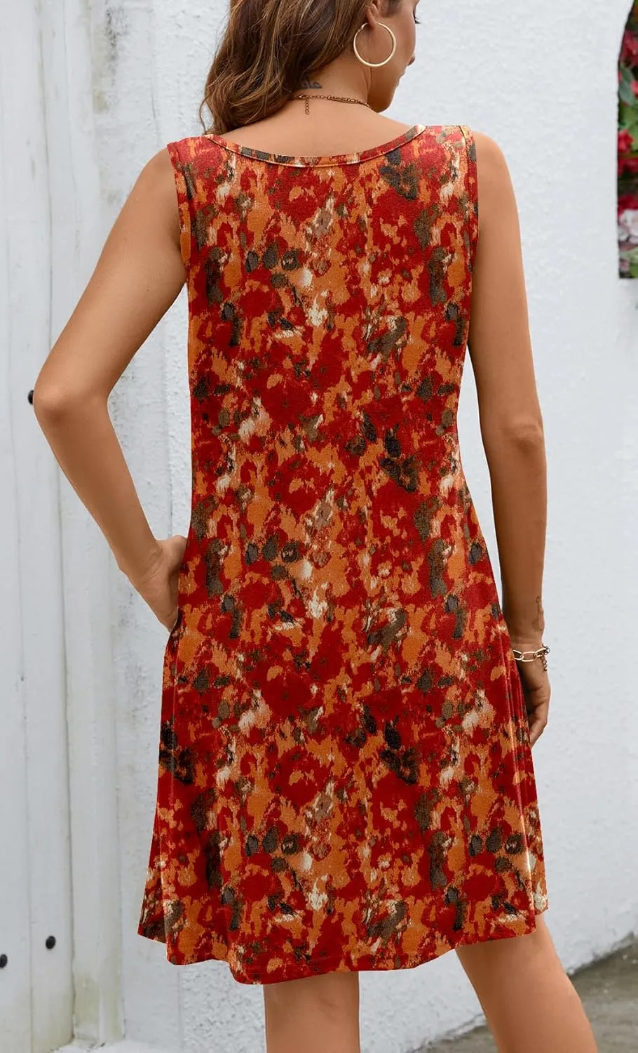 Ladlop Summer Dresses for Women 2025 Beach Loose Casual A Line Dress Sleeveless V-Neck Sundress with Pockets