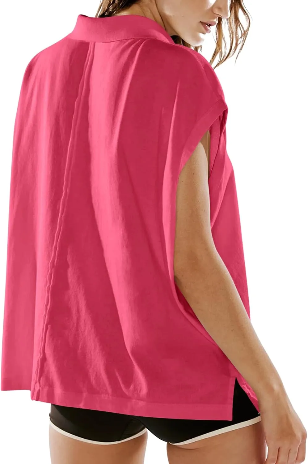 LASLULU Women's Polo Shirts Short Sleeve Oversized T Shirts Summer Casual Work Workout Gym Hiking Tops