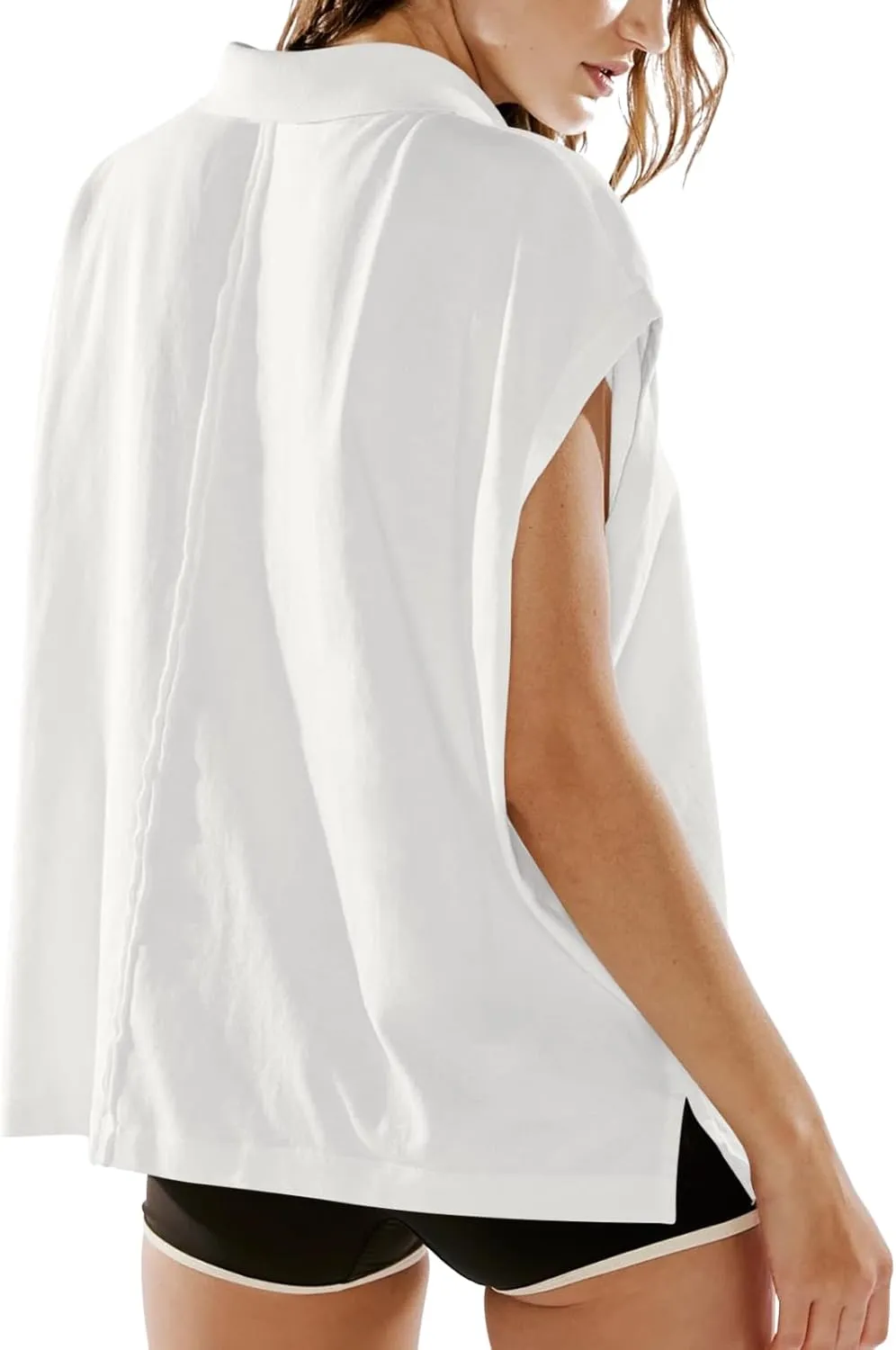 LASLULU Women's Polo Shirts Short Sleeve Oversized T Shirts Summer Casual Work Workout Gym Hiking Tops