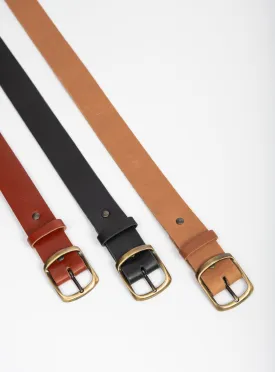 Leather belt with solid brass buckle by VEINAGE