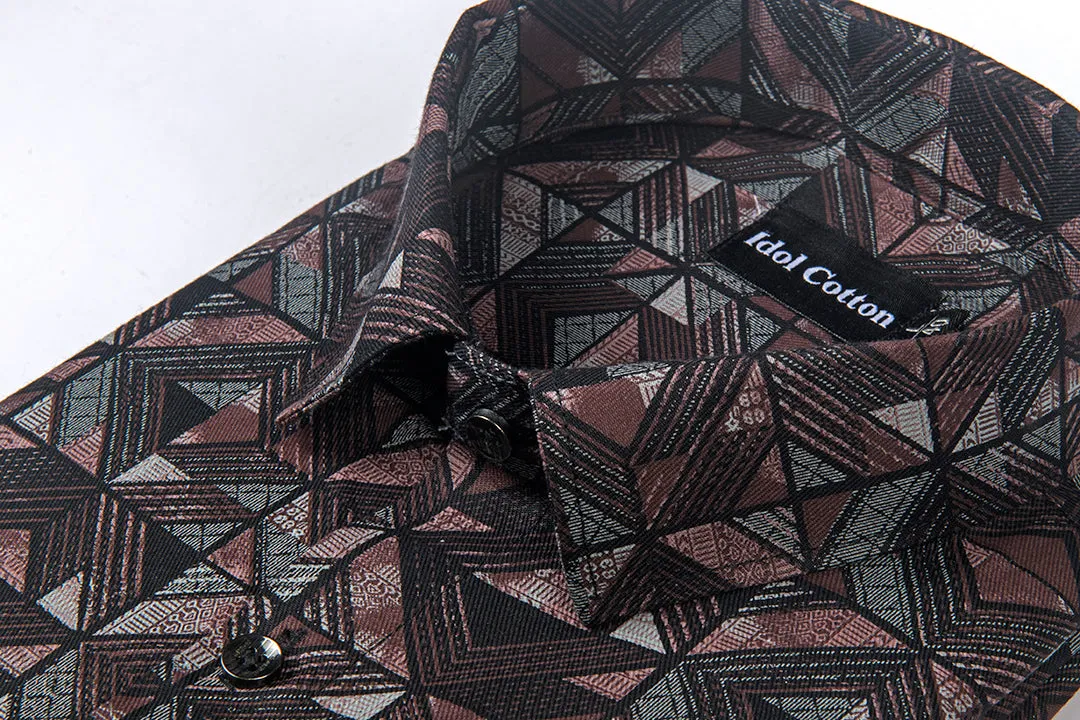 Linen cotton platinum print black with mehrun colour texture print
