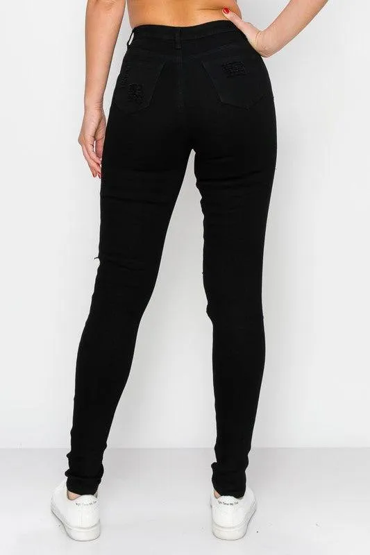 LO-206 high waist stretch destroyed skinny jeans