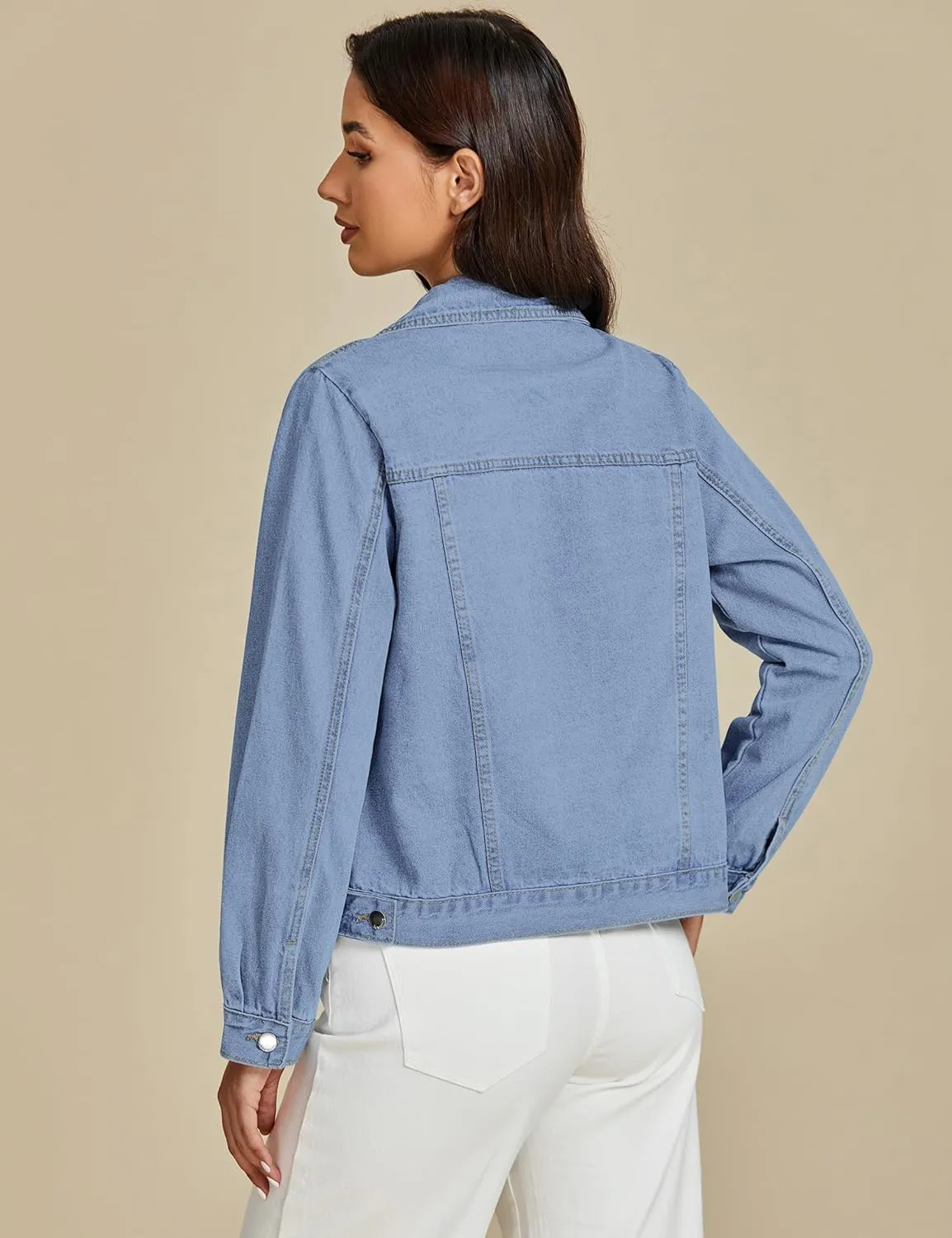 luvamia Denim Jackets for Women Trendy Casual Button Down Relaxed Fit Western Trucker Distressed Jean Jacket with Pocket