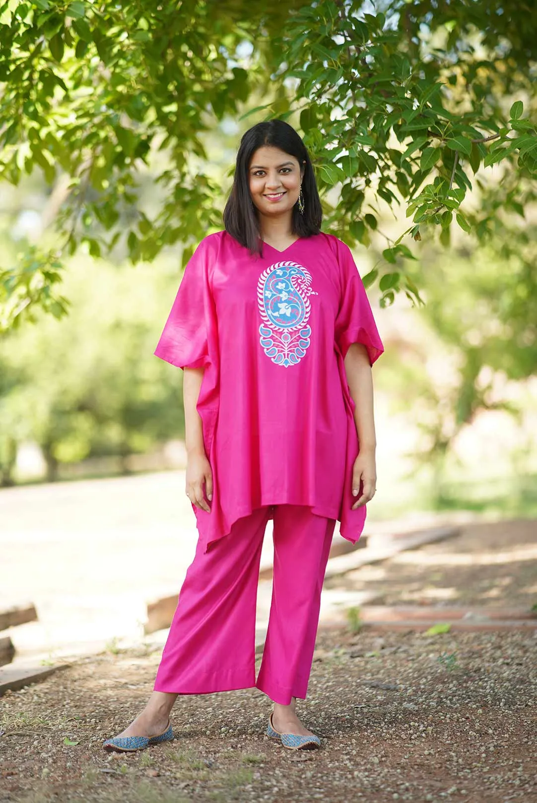Magenta Rayon Kurti & Palazzo - Amina