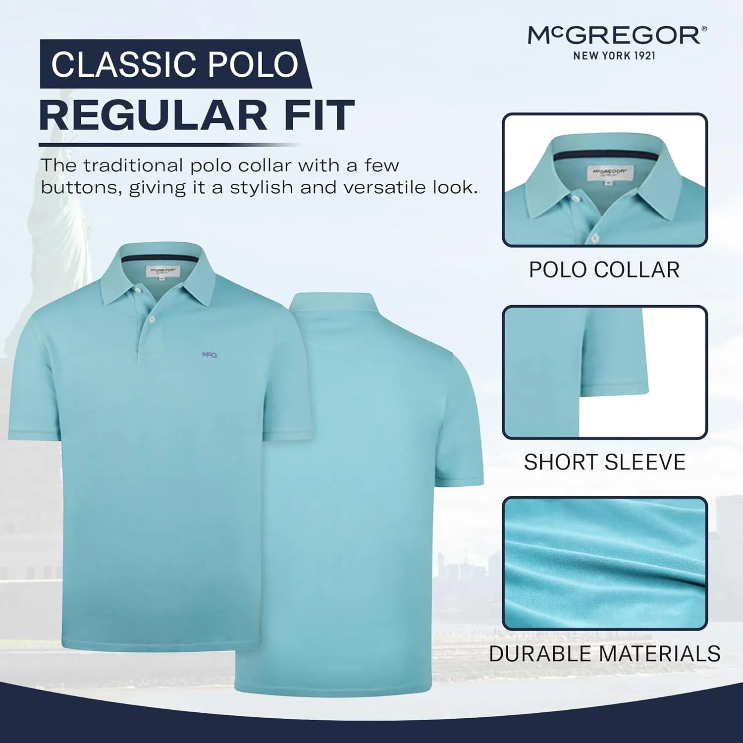 MCGREGOR Classic Polo Shirts for Men, Premium Cotton, Breathable & Comfortable, Regular Fit for Casual, Work, or Golf