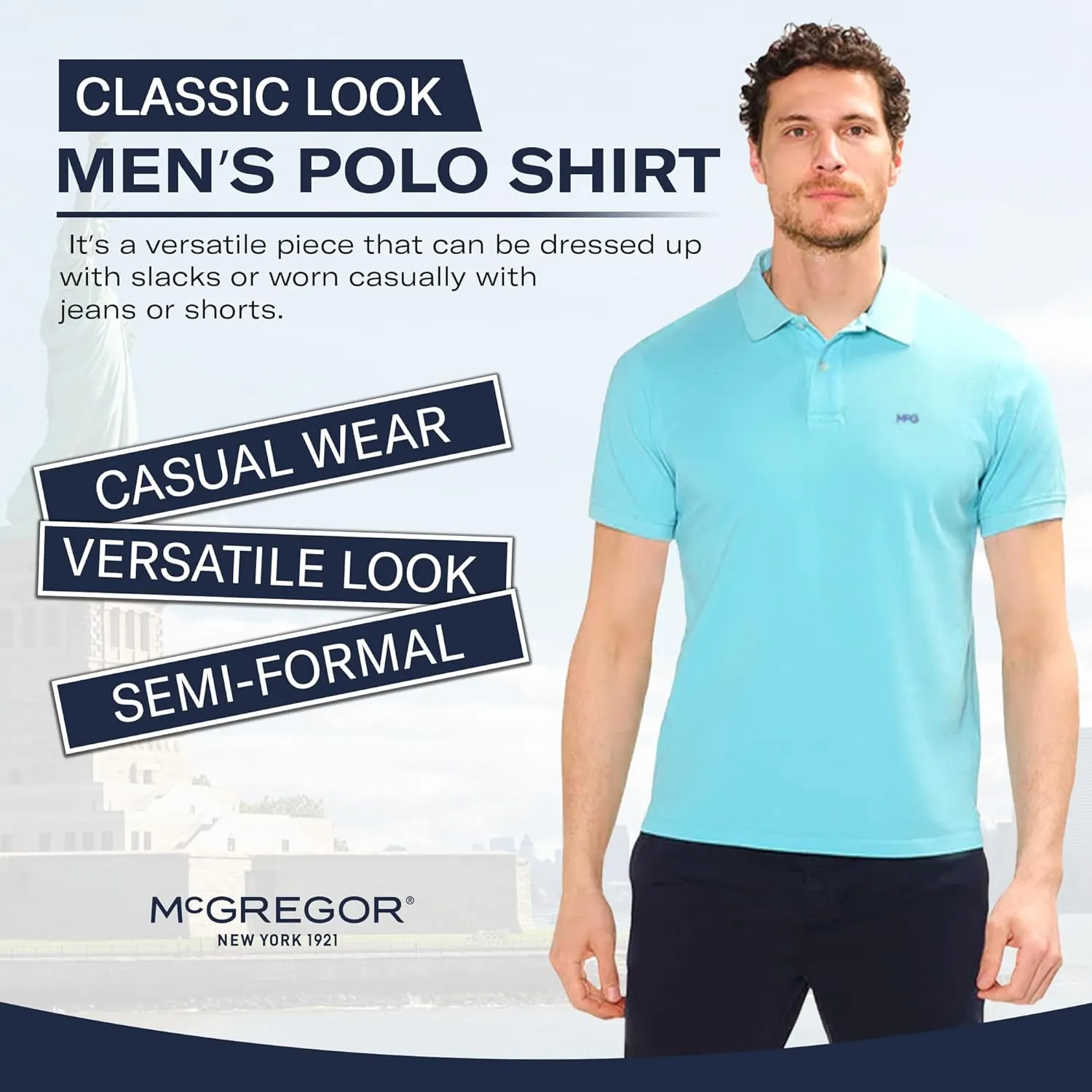 MCGREGOR Classic Polo Shirts for Men, Premium Cotton, Breathable & Comfortable, Regular Fit for Casual, Work, or Golf
