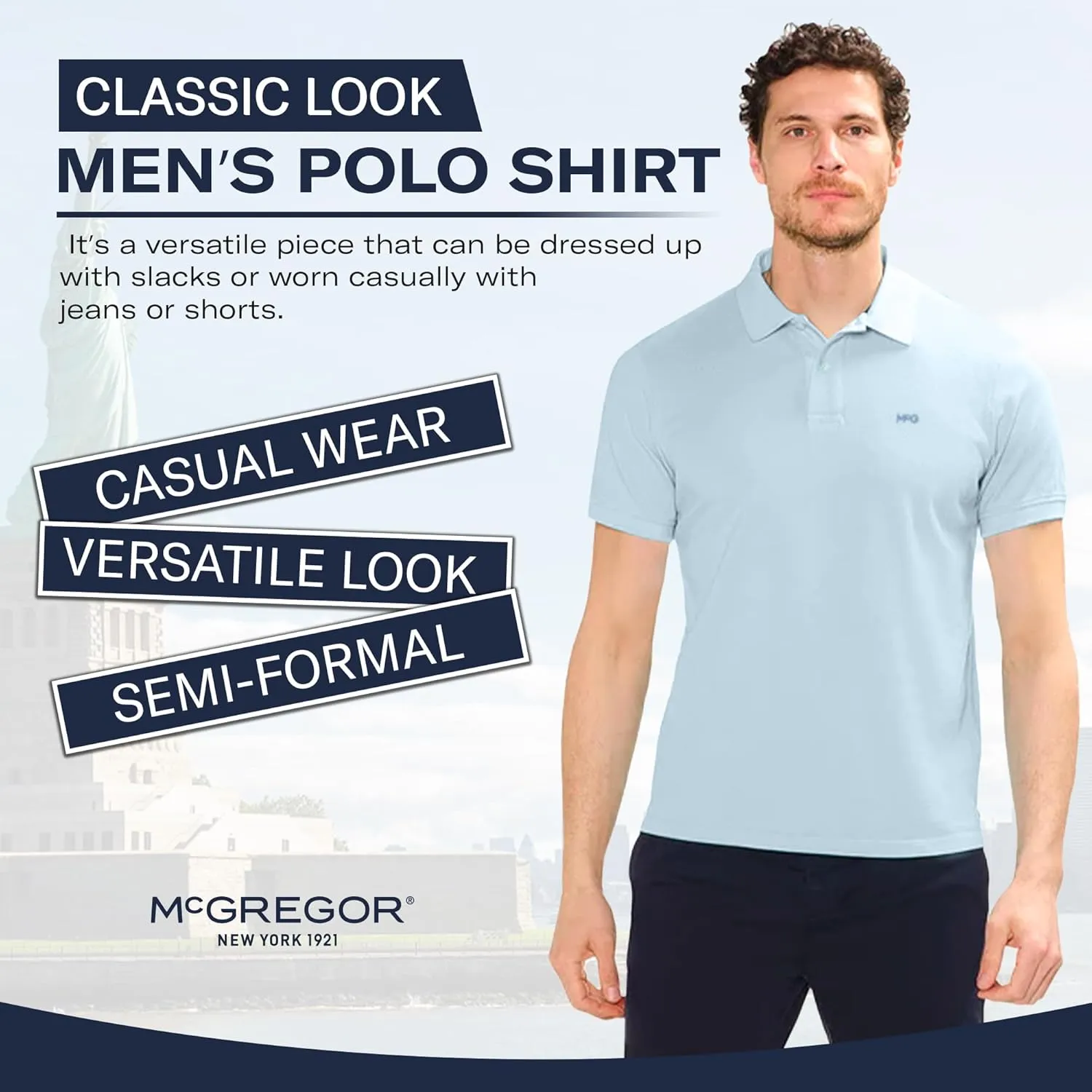 MCGREGOR Classic Polo Shirts for Men, Premium Cotton, Breathable & Comfortable, Regular Fit for Casual, Work, or Golf