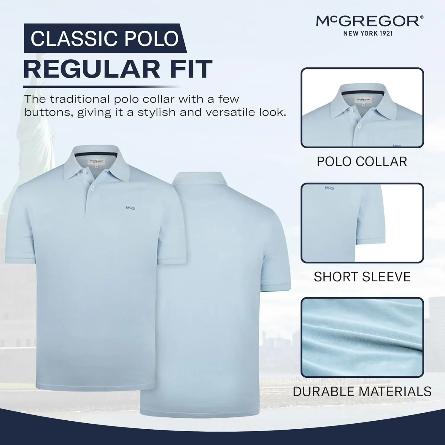 MCGREGOR Classic Polo Shirts for Men, Premium Cotton, Breathable & Comfortable, Regular Fit for Casual, Work, or Golf
