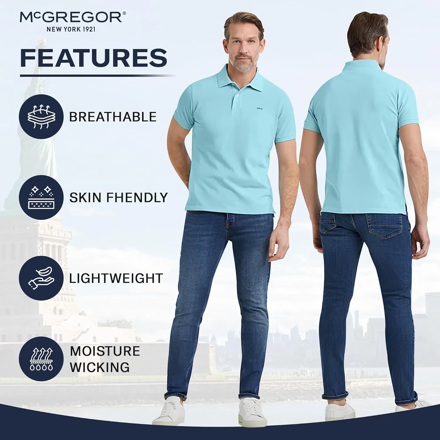 MCGREGOR Classic Polo Shirts for Men, Premium Cotton, Breathable & Comfortable, Regular Fit for Casual, Work, or Golf