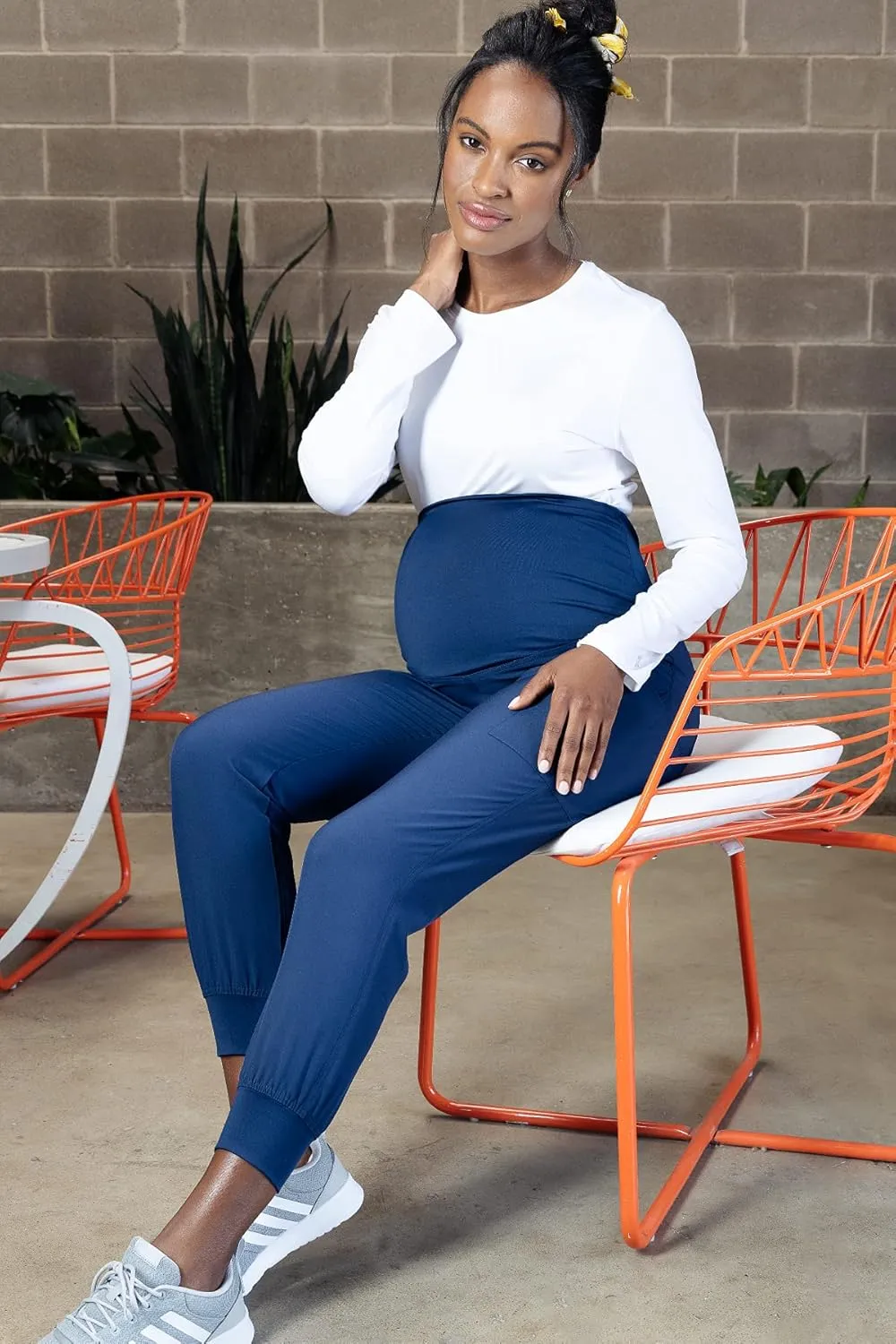 Med Couture Maternity Jogger Pants Scrub Bottoms with 4 Pockets, Knit Waist Panel, Ultra Soft and 360 Stretch - MC8729