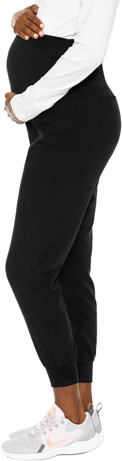 Med Couture Maternity Jogger Pants Scrub Bottoms with 4 Pockets, Knit Waist Panel, Ultra Soft and 360 Stretch - MC8729