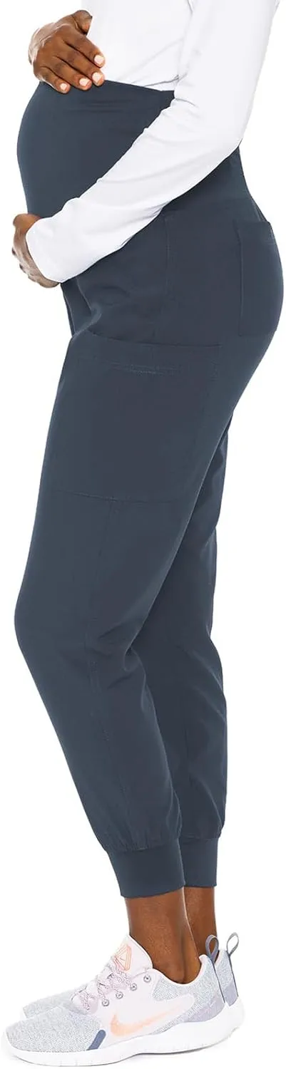 Med Couture Maternity Jogger Pants Scrub Bottoms with 4 Pockets, Knit Waist Panel, Ultra Soft and 360 Stretch - MC8729