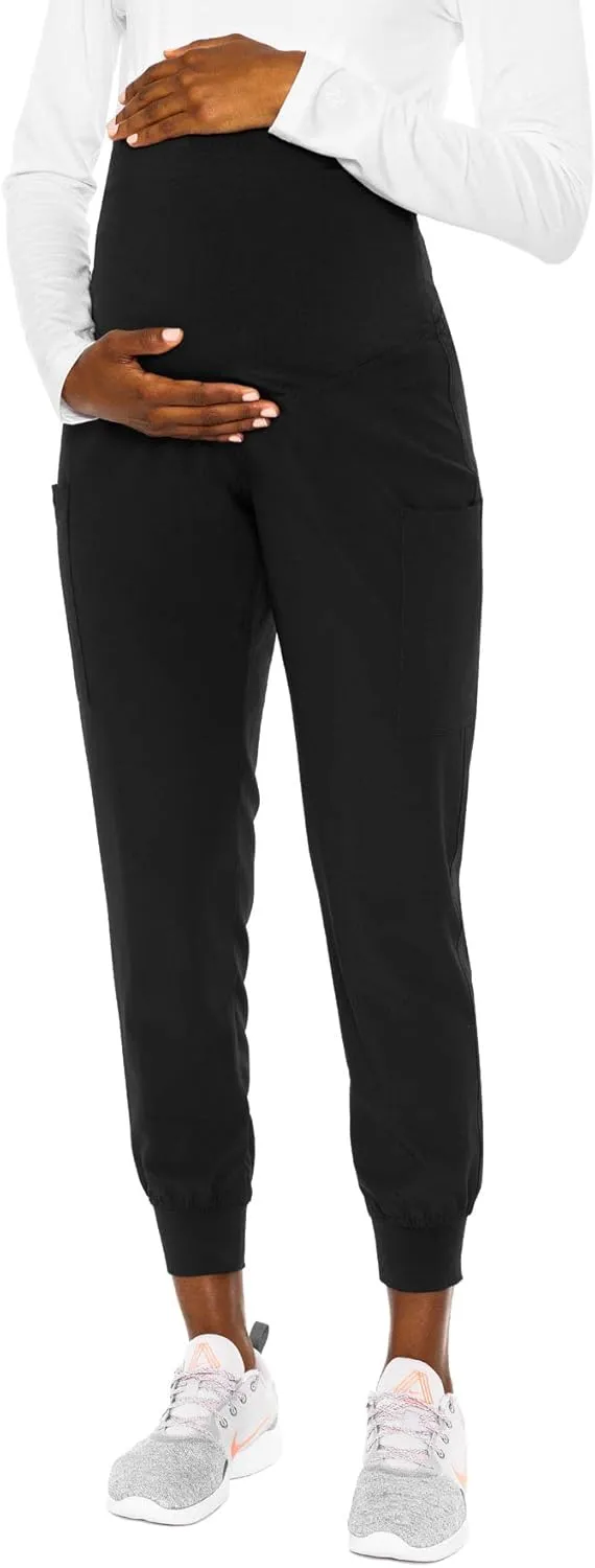 Med Couture Maternity Jogger Pants Scrub Bottoms with 4 Pockets, Knit Waist Panel, Ultra Soft and 360 Stretch - MC8729