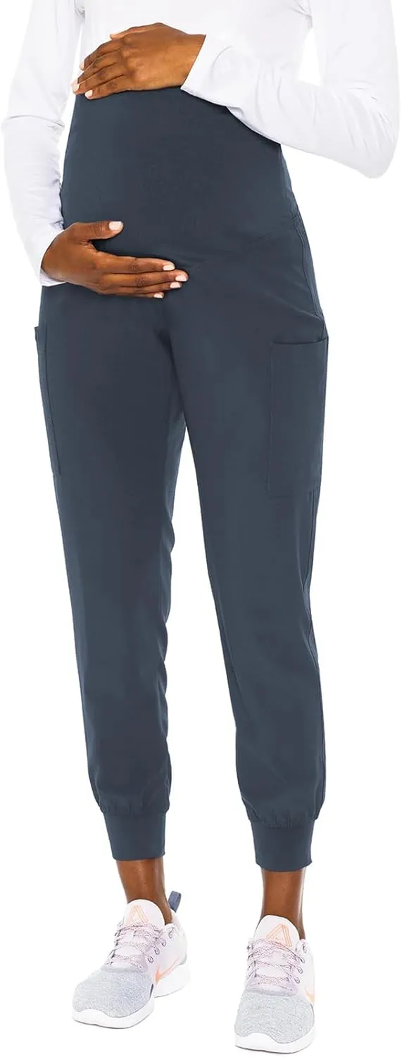 Med Couture Maternity Jogger Pants Scrub Bottoms with 4 Pockets, Knit Waist Panel, Ultra Soft and 360 Stretch - MC8729