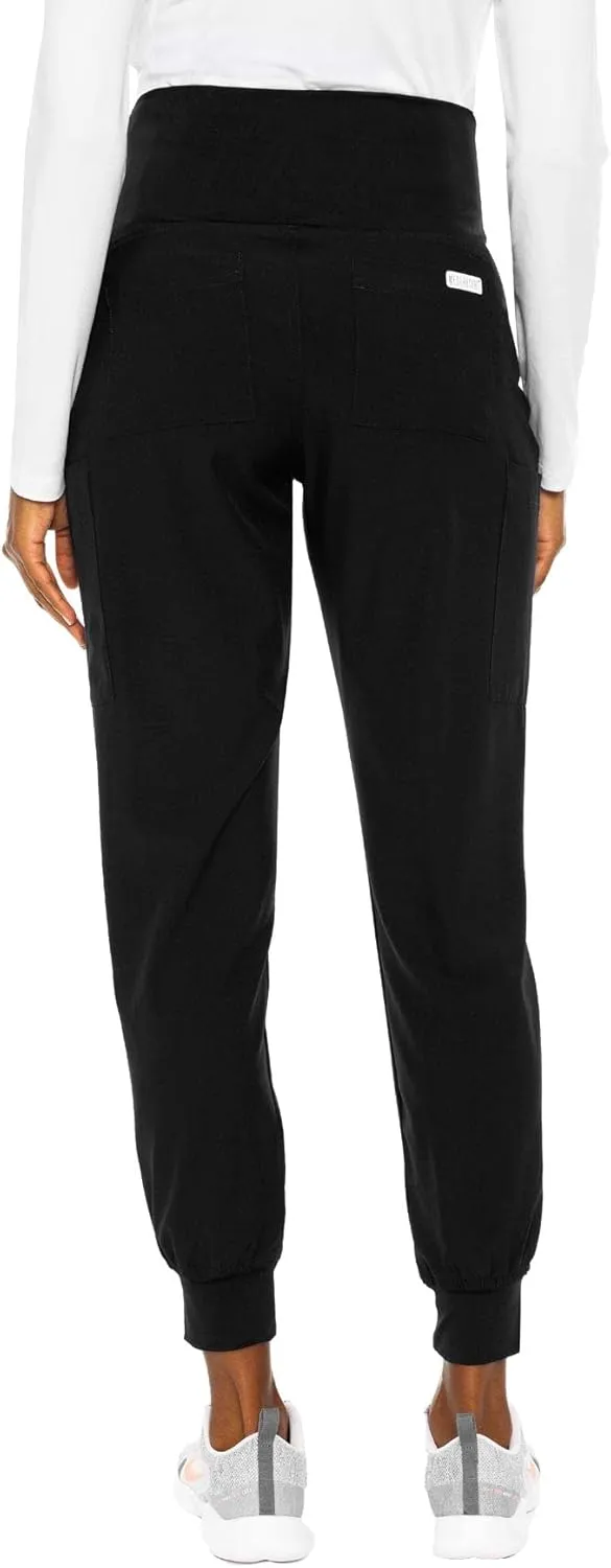 Med Couture Maternity Jogger Pants Scrub Bottoms with 4 Pockets, Knit Waist Panel, Ultra Soft and 360 Stretch - MC8729