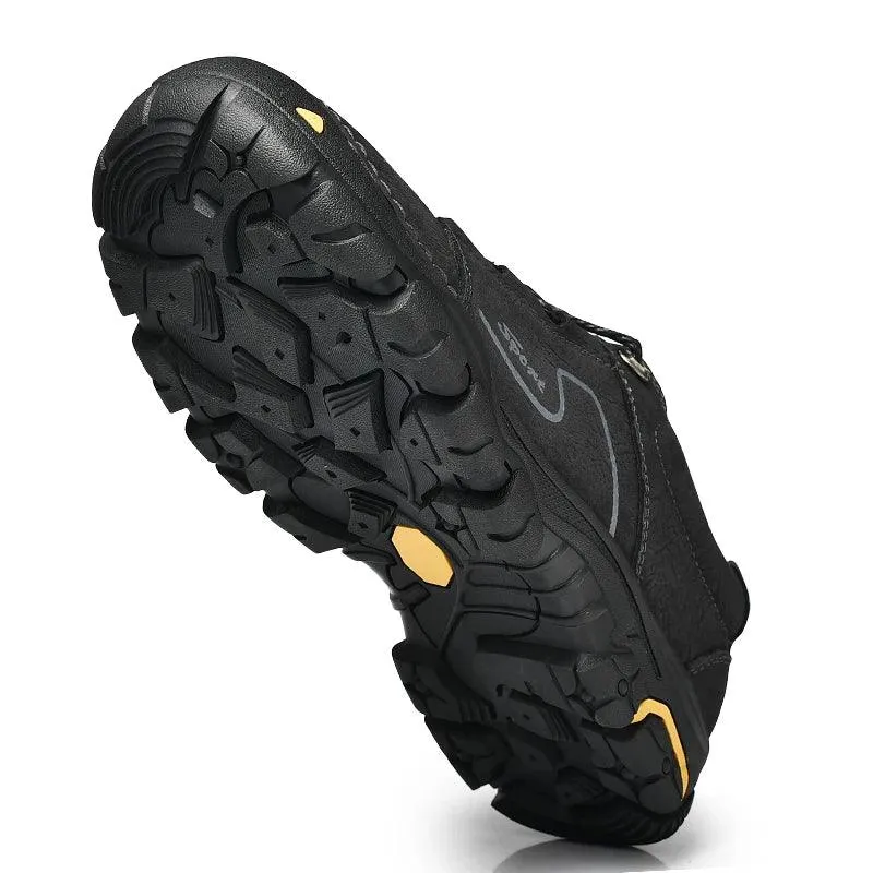 Men's Genuine Leather Casual Shoes – Breathable Sneakers for Outdoor & Hiking