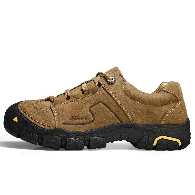 Men's Genuine Leather Casual Shoes – Breathable Sneakers for Outdoor & Hiking