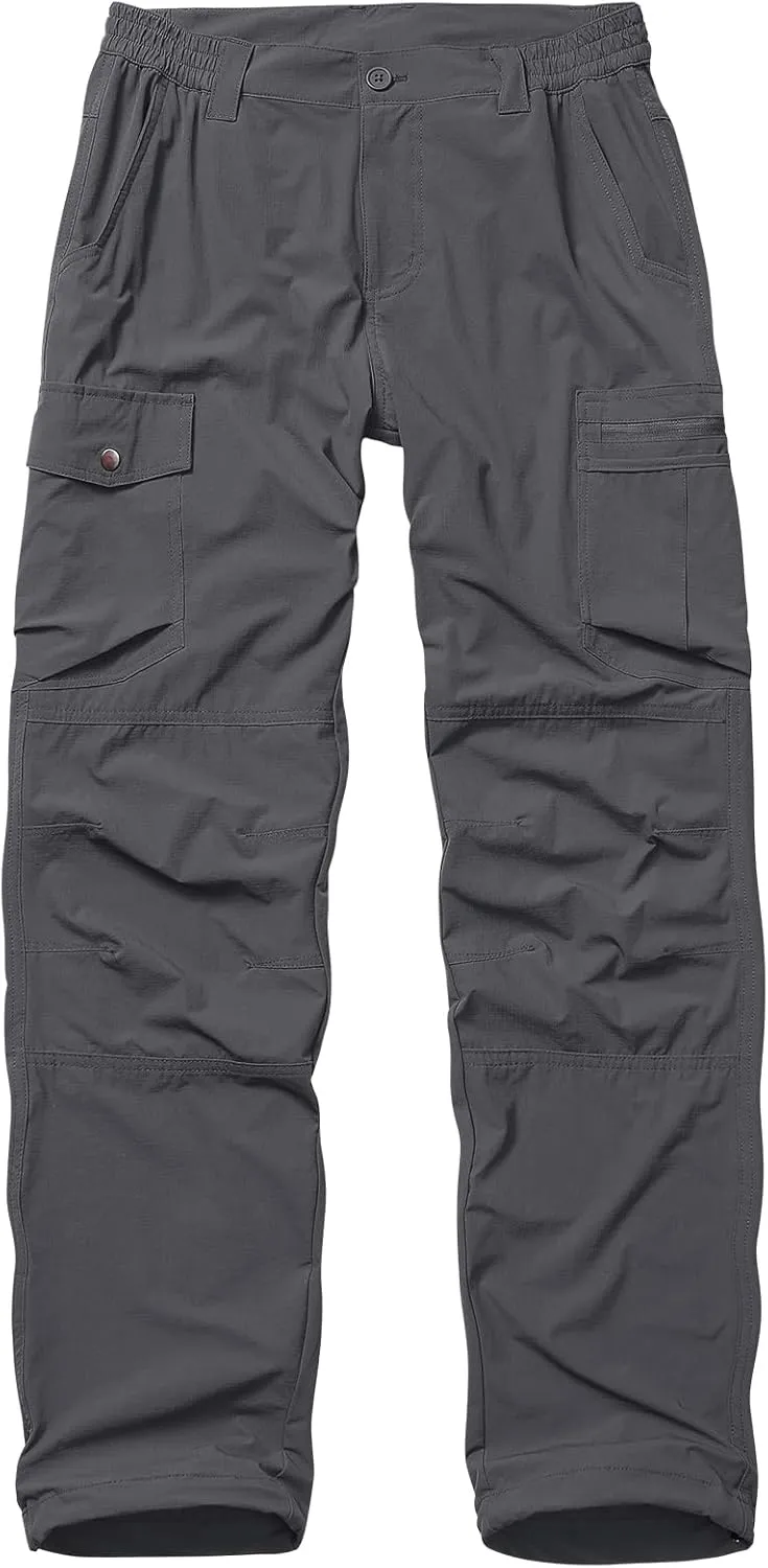 Mens Hiking Cargo Pants Quick Dry Lightweight Water-Resistant Safari Fishing Outdoor Work Pants with Multiple Pockets