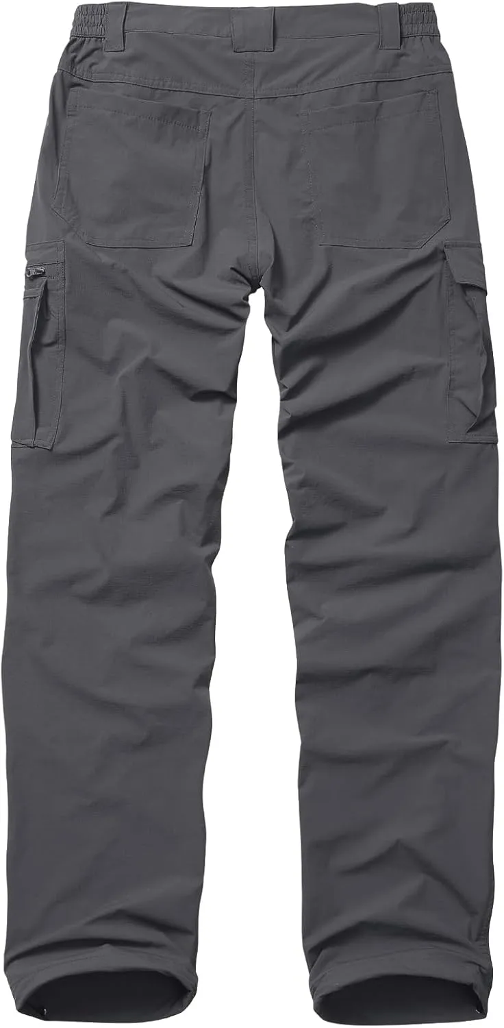 Mens Hiking Cargo Pants Quick Dry Lightweight Water-Resistant Safari Fishing Outdoor Work Pants with Multiple Pockets