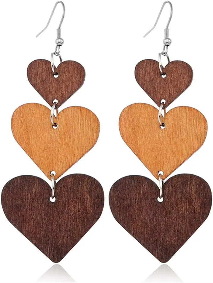 MIGUO STORE Boho Chic Fashion All-match Wooden Long Tassel Dangle Drop Earrings for Women Elegant Geometry Charm Handmade Earrings Gift
