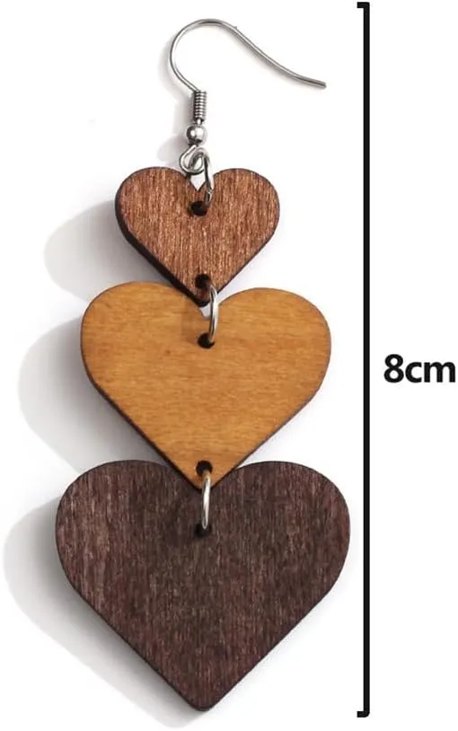 MIGUO STORE Boho Chic Fashion All-match Wooden Long Tassel Dangle Drop Earrings for Women Elegant Geometry Charm Handmade Earrings Gift
